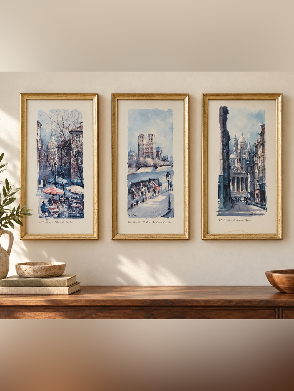 Vintage Lucien Delarue Paris Framed Prints Set of 3
